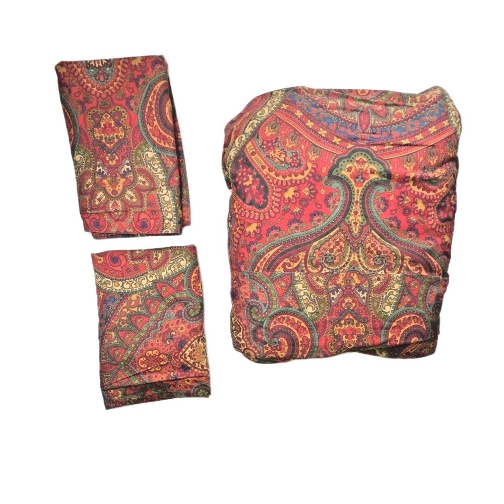 POTTERY‎ BARN Mira Paisley King Size Duvet Cover + 2 Euro Shams Set